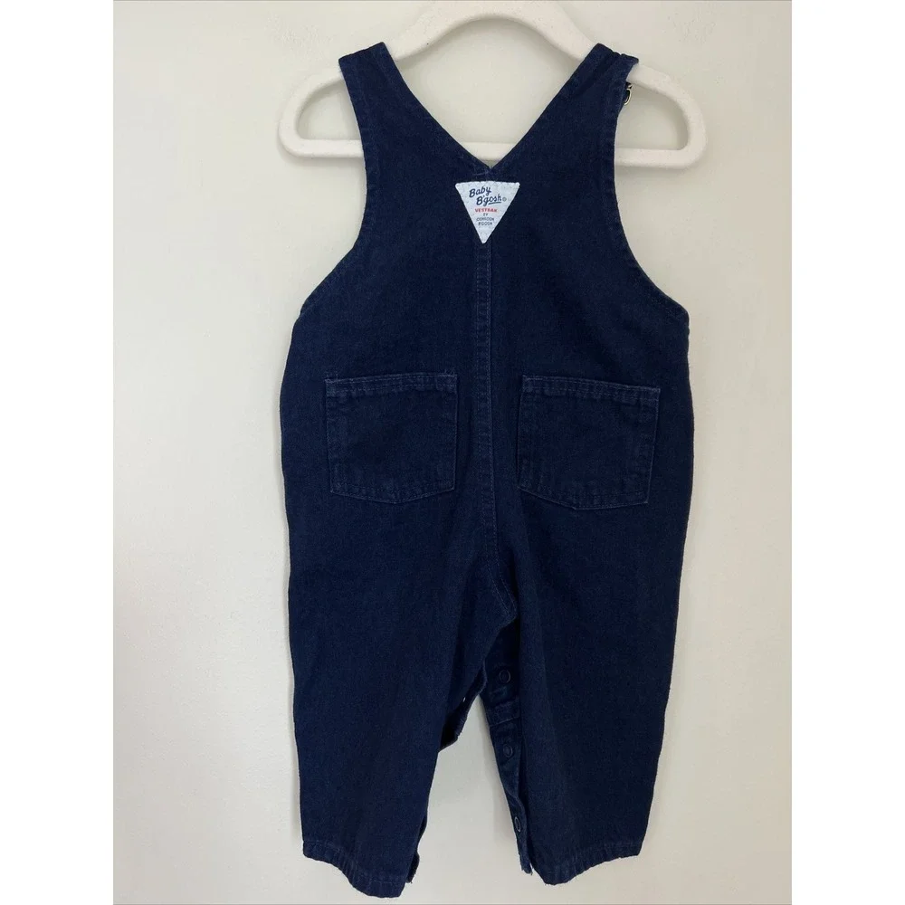 OshKosh Baby B'Gosh Overalls Vtg 12M Construction Vestbak Embroidered 90s Y2K